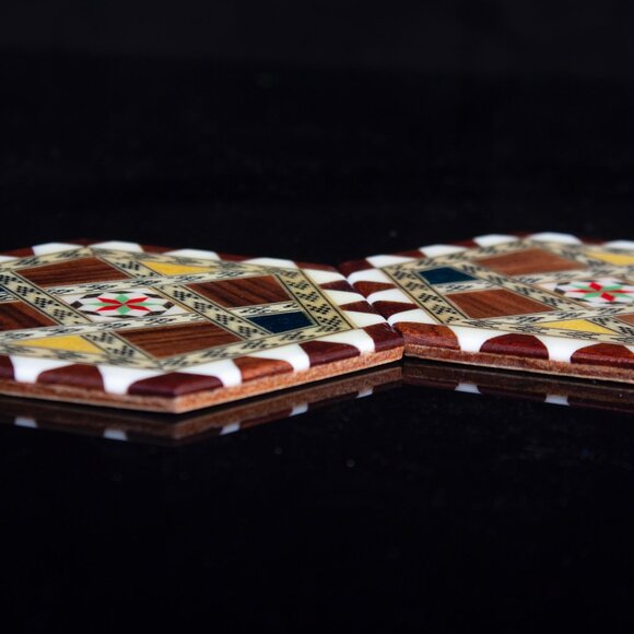 Handcrafted Vintage Molero Style Drink Coasters | 4 Unique Multicolor Coasters - Picture 9 of 9